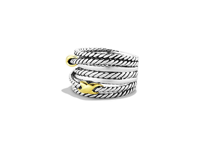 Fashion Twisted Stack Ring with Rhodium Plated